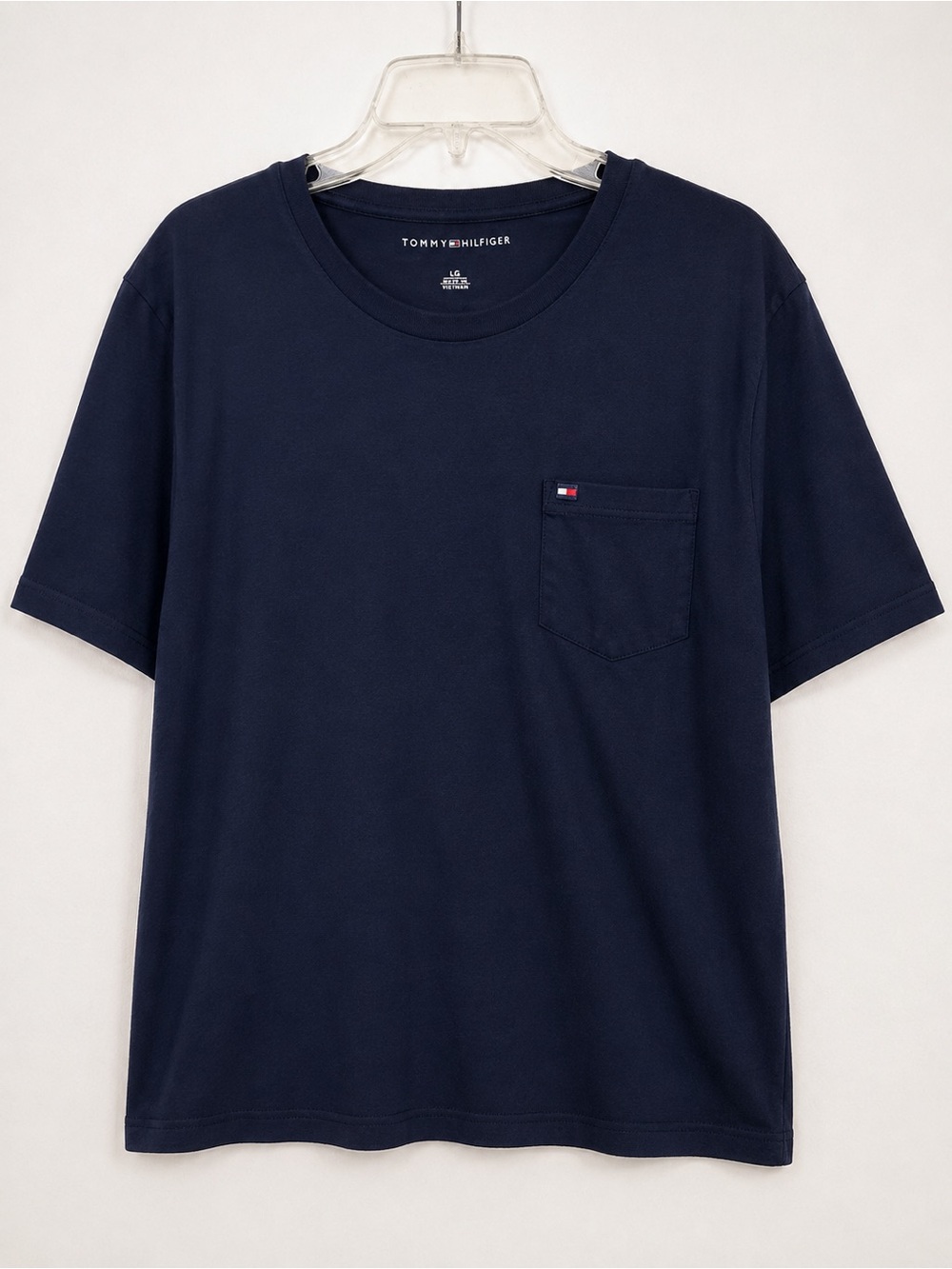 Tommy Hilfiger Mens Regular Fit Crew Neck Pocket T-Shirt Navy Blue L